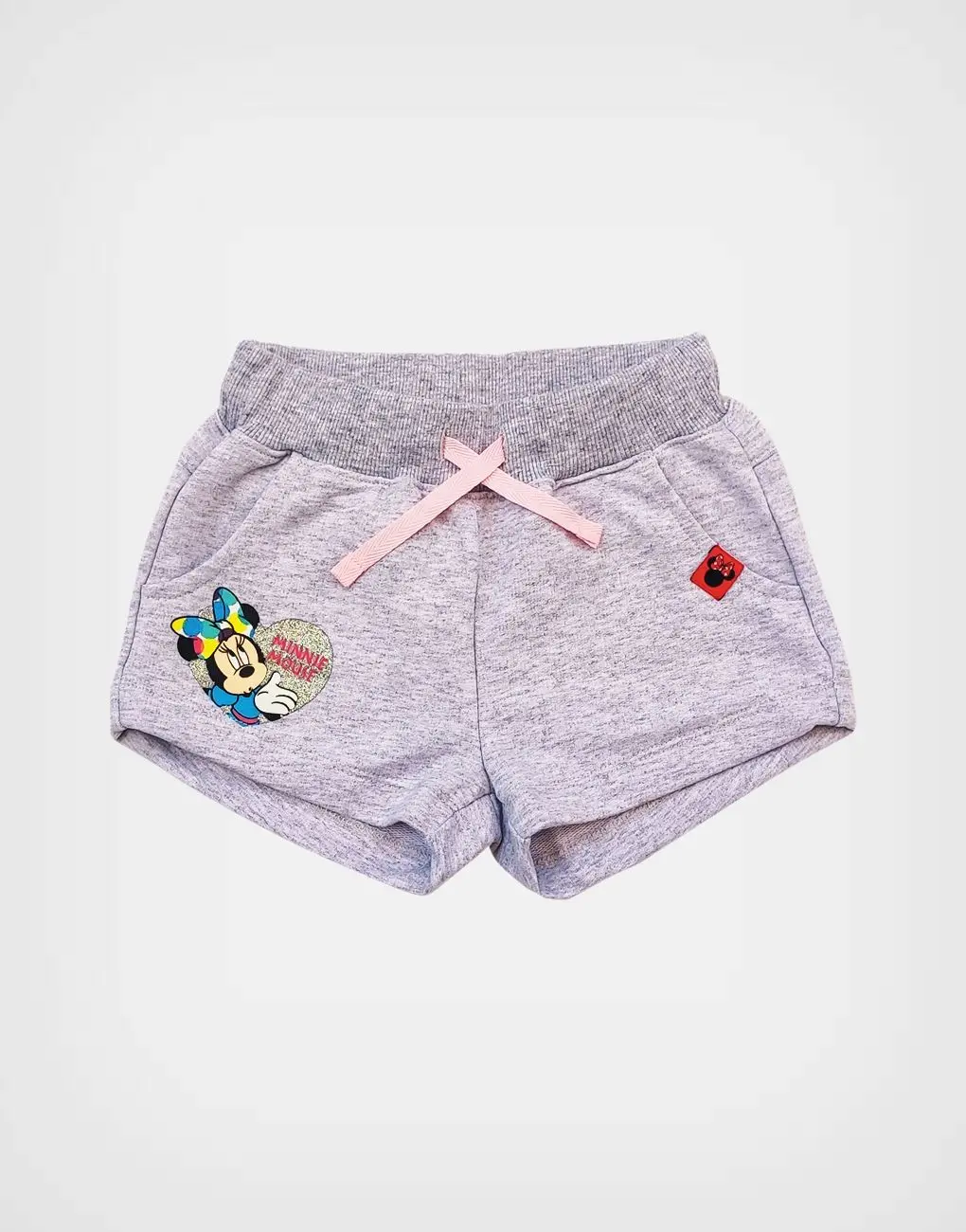 Conjunto Minnie Mouse Polo Rosa + Short Gris