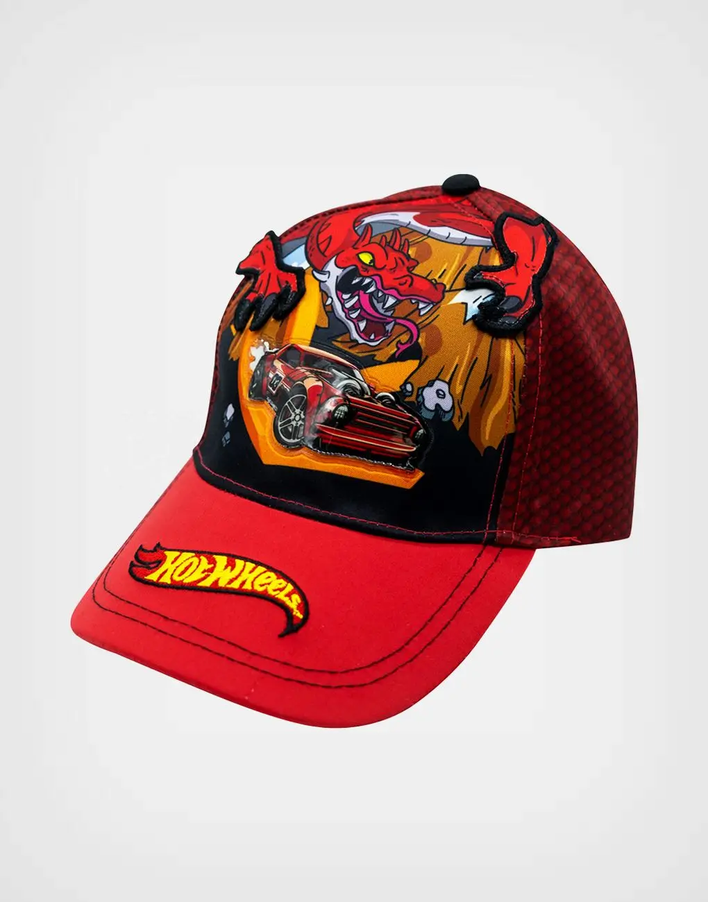 Gorra Negra + Rojo Hot Wheels Dragón Explosivo
