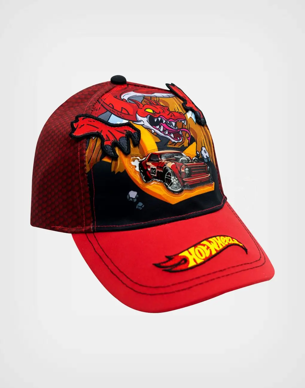 Gorra Negra + Rojo Hot Wheels Dragón Explosivo