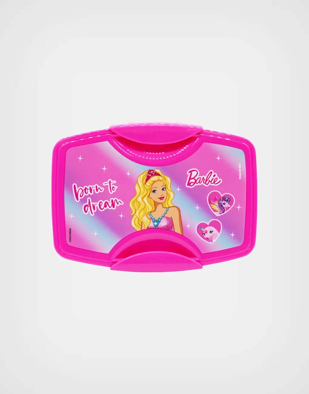 Taper Con Divisiones + Cubiertos Barbie Rosa 1100 ml