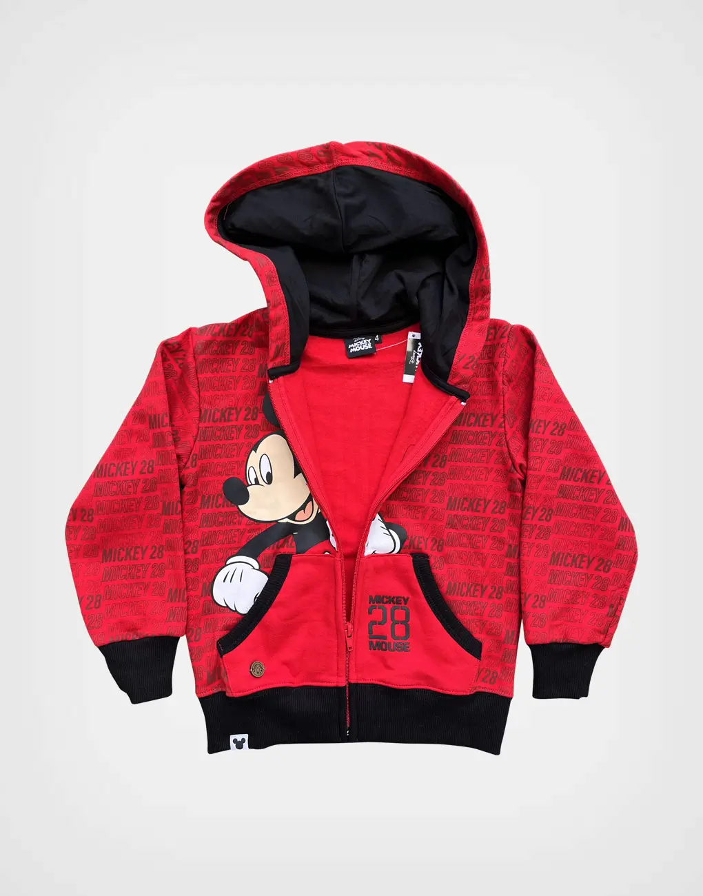 Casaca Roja Con Capucha Mickey Mouse Para Niños