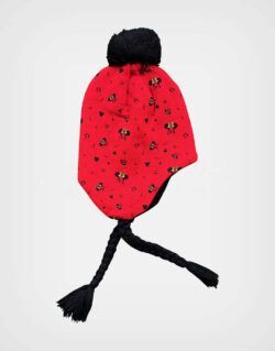 Gorro Invierno Rojo Minnie Mouse Pompones Para Niñas