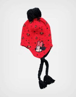 Gorro Invierno Rojo Minnie Mouse Pompones Para Niñas