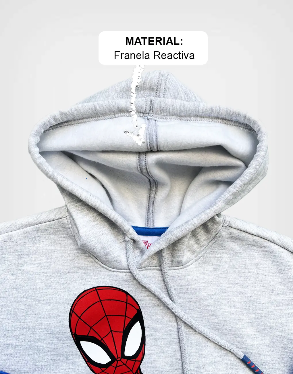 Polera Spider Man Para Niño Azul + Gris Con Capucha Para Niños