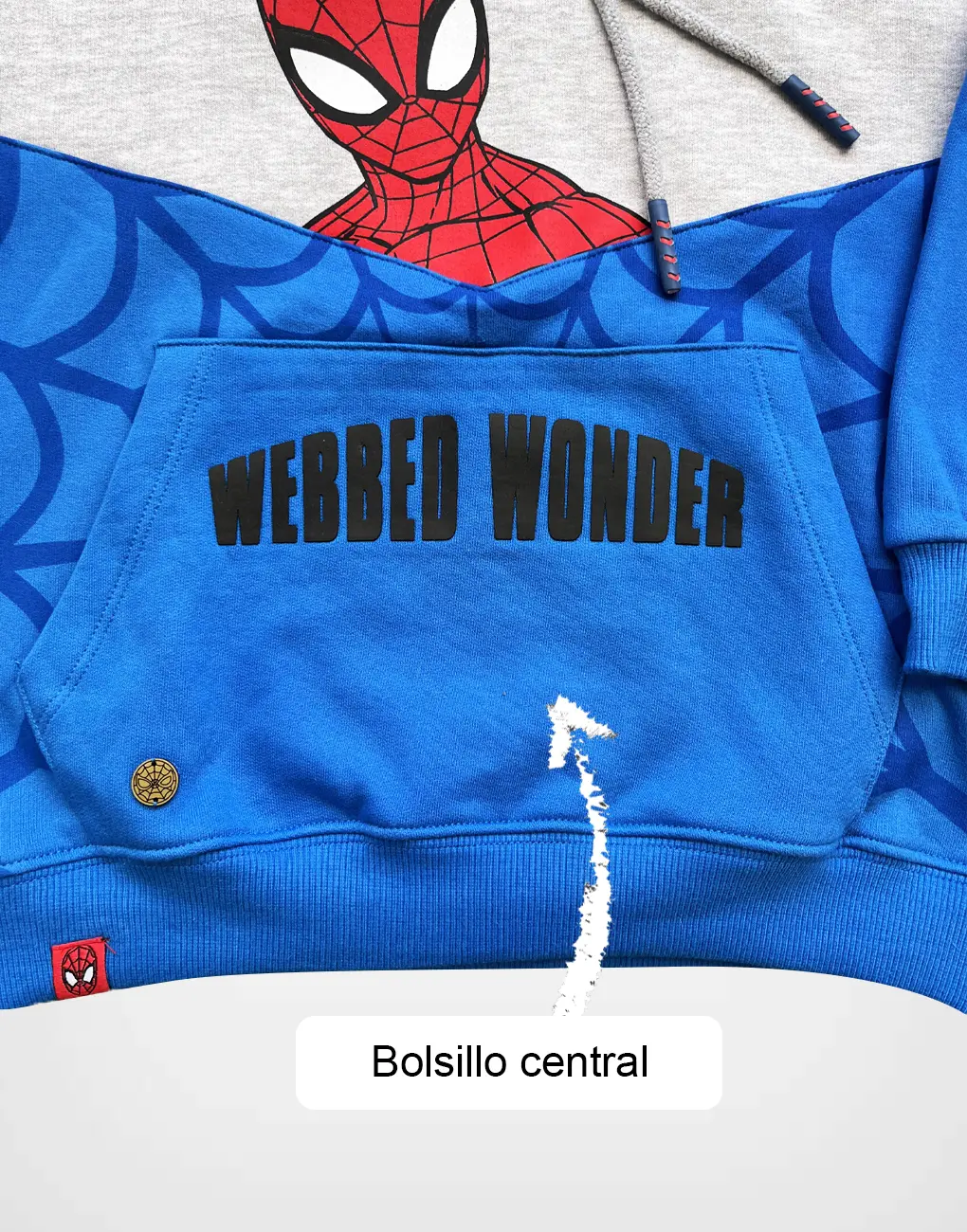 Polera Spider Man Para Niño Azul + Gris Con Capucha Para Niños