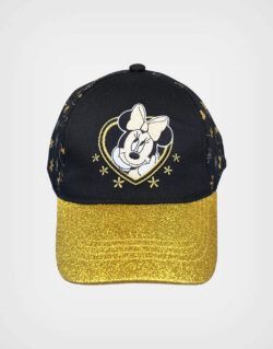 Gorra Glitter Minnie Mouse Dorado + Negro Para Niña