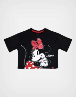 Polo MC Minnie Mouse Negro Semi Crop