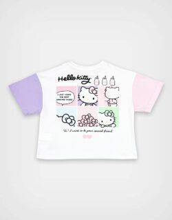 Polo Moda Semi Crop Hello Kitty Blanco Para Niñas