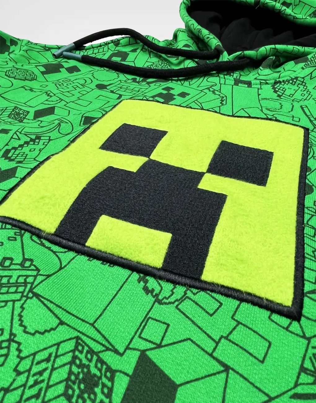 Polera Moda Con Capucha Minecraft Verde Para Niños