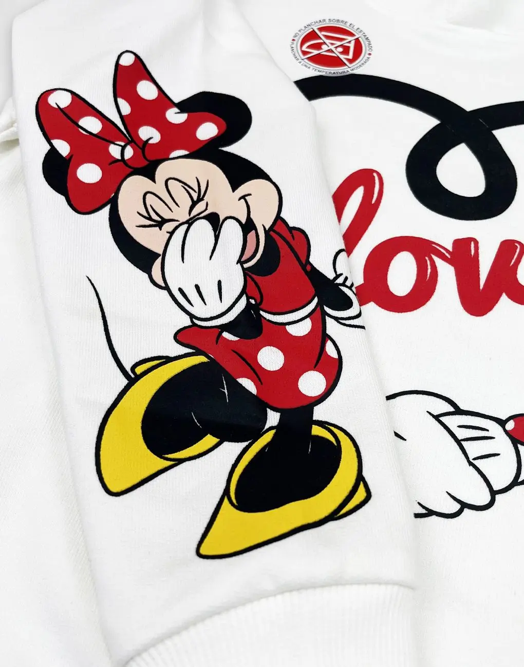 Polera Moda Con Capucha Minnie Mouse Marfil Para Niñas