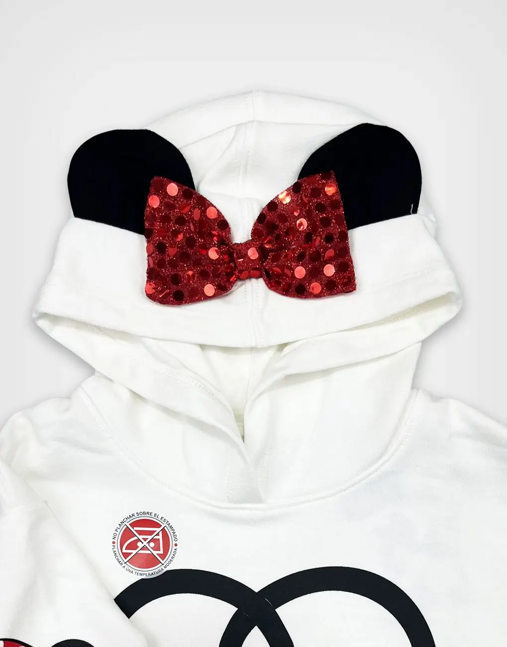 Polera Moda Con Capucha Minnie Mouse Marfil Para Niñas