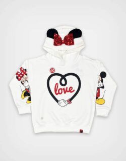 Polera Moda Con Capucha Minnie Mouse Marfil Para Niñas