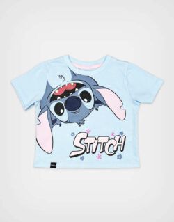 Polo MC Semi Crop Stitch Celeste Para Niñas