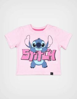 Polo MC Semi Crop Stitch Rosa Para Niñas