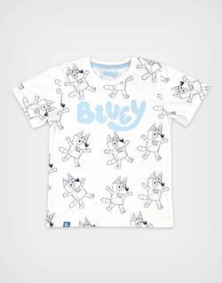 Polo Moda Blanco Bluey Para Niños