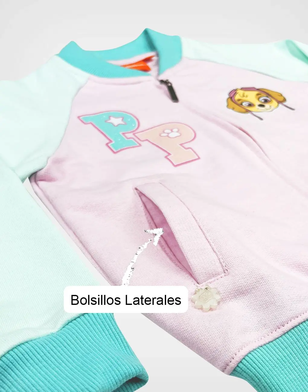 Casaca Bomber Skye Paw Patrol Color Rosa + Verde