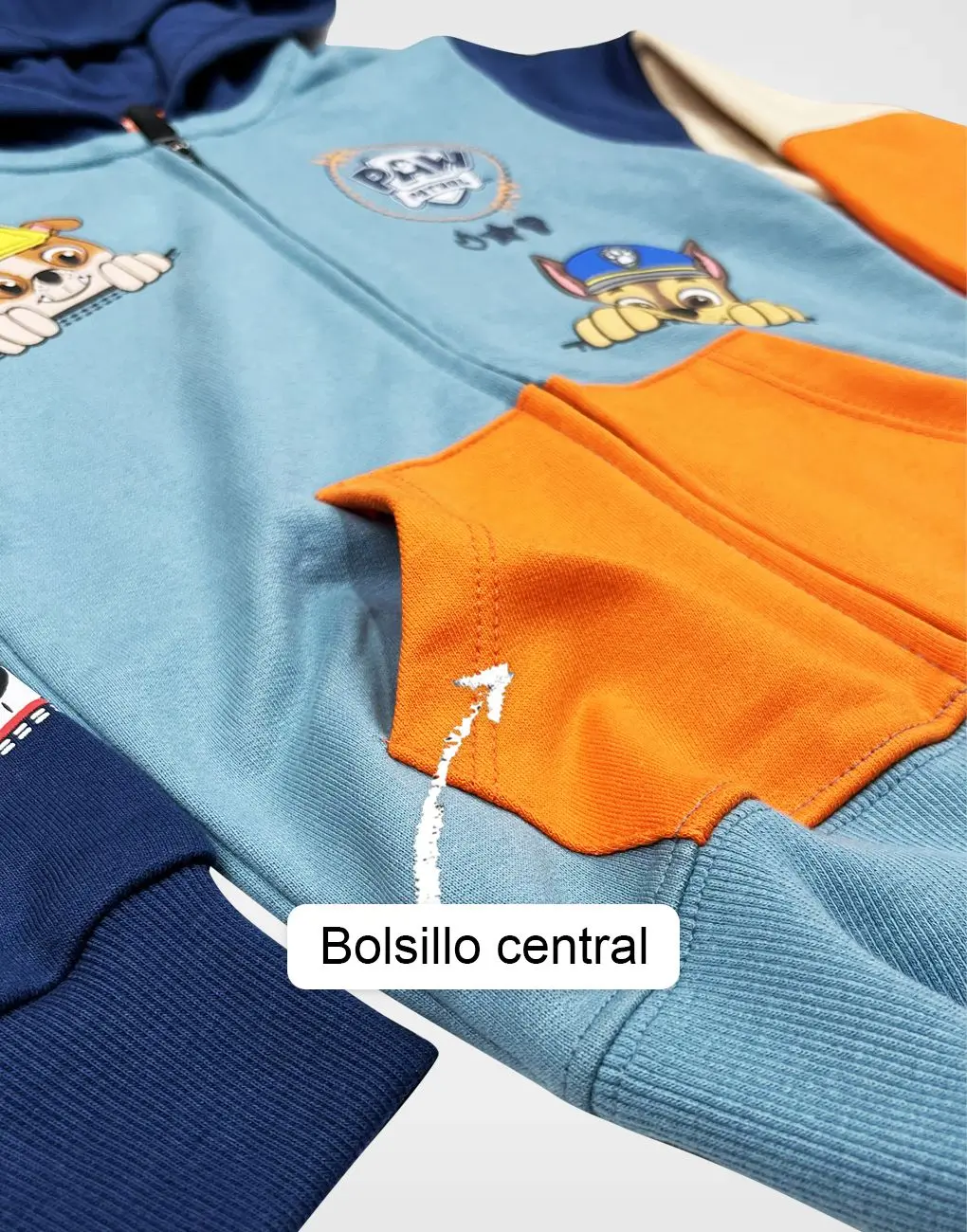 Casaca Con Capucha Paw Patrol Color Cemento + Azul