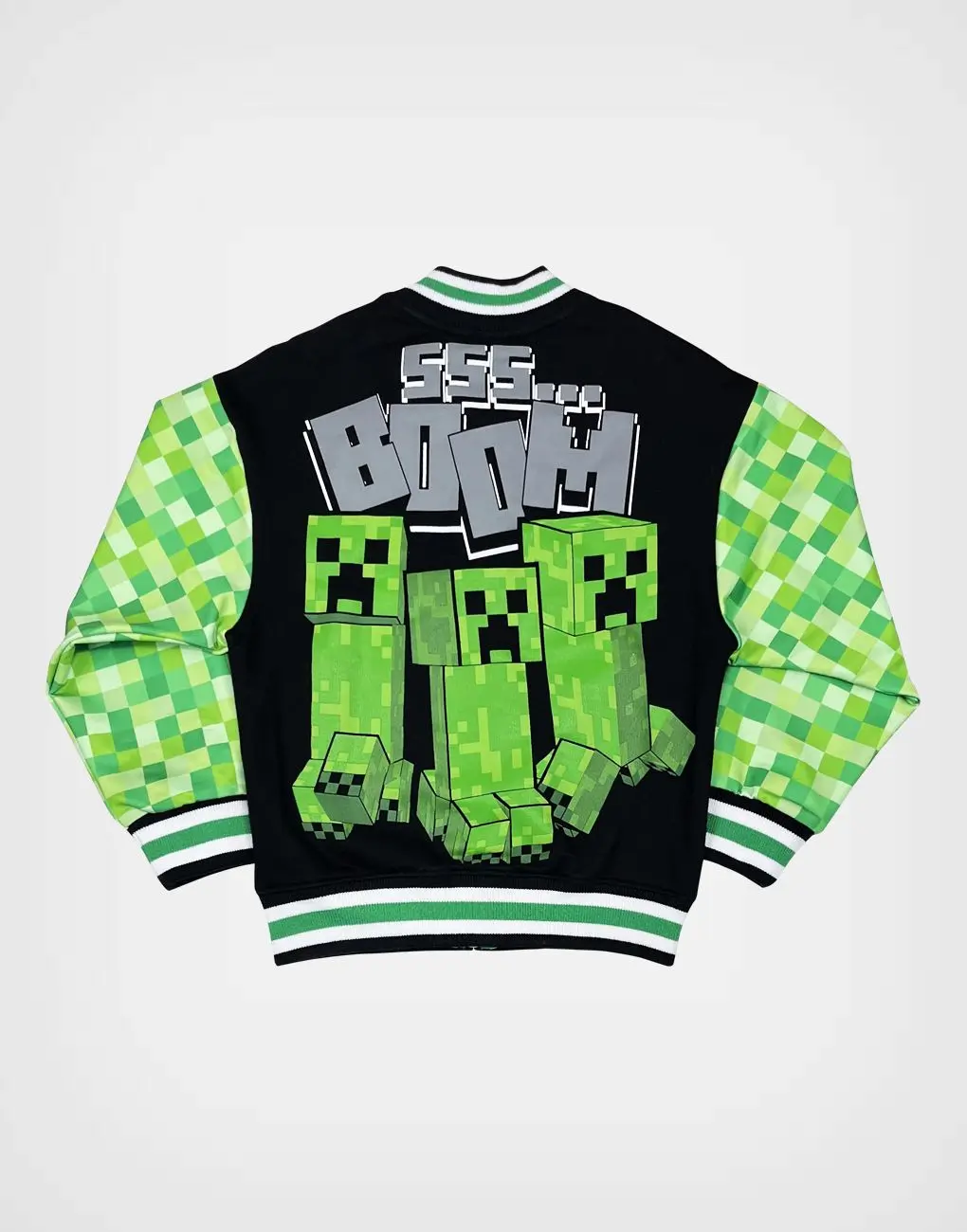 Casaca Moda Minecraft Negro + Verde Para Niños