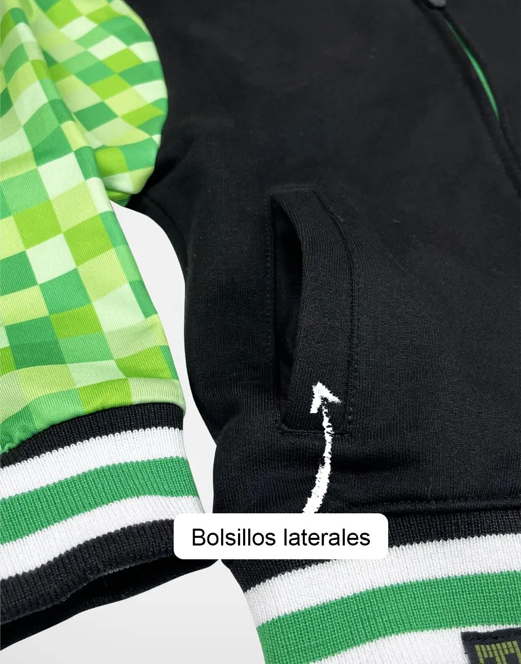 Casaca Moda Minecraft Negro + Verde Para Niños