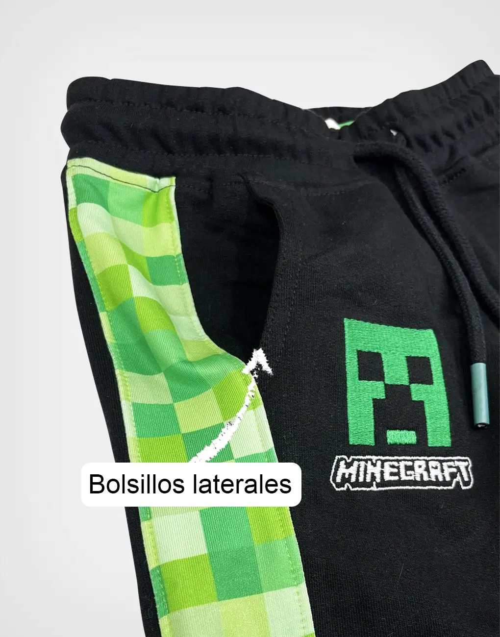 Pantalón Jogger Minecraft Color Negro + Verde Para Niños