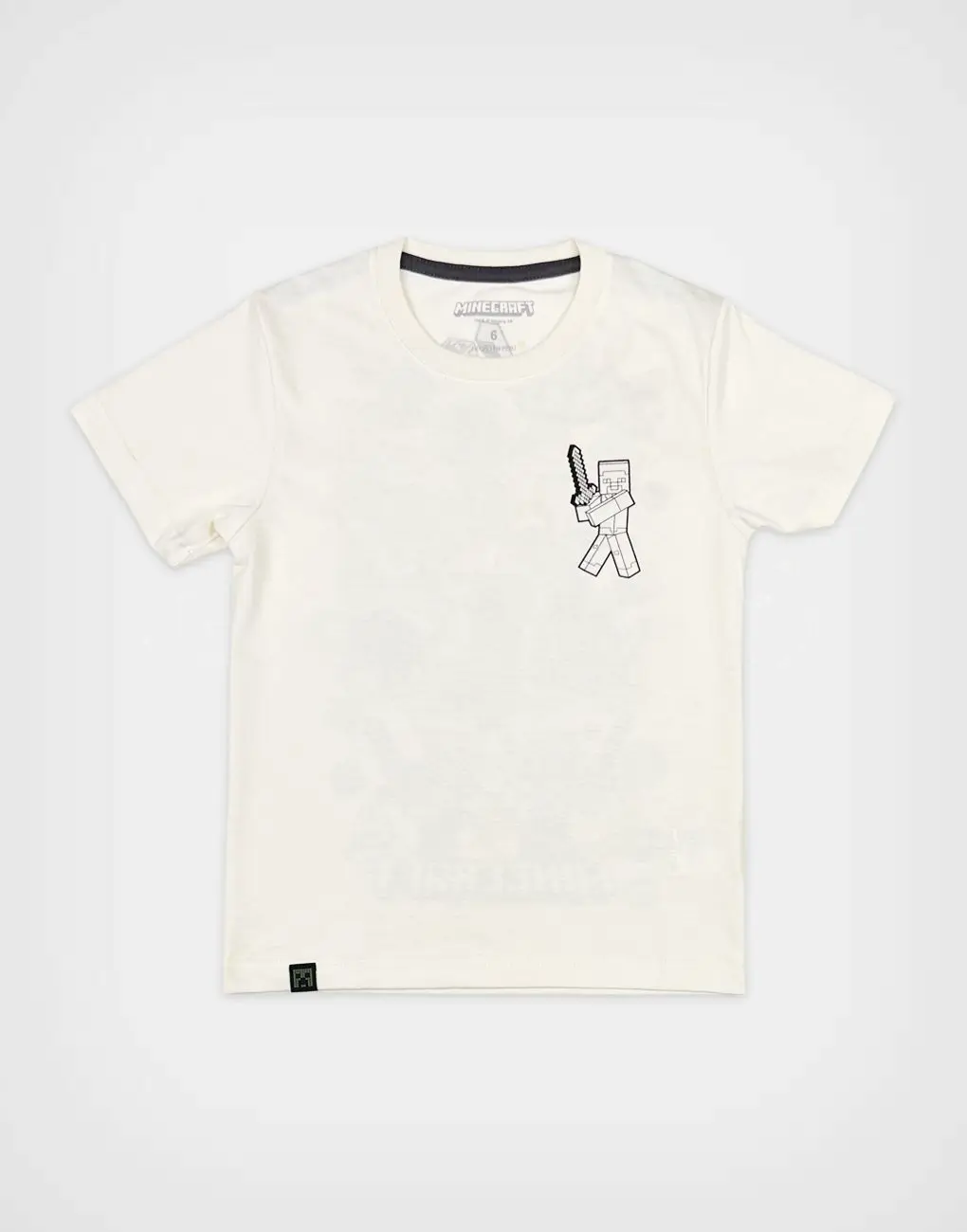 Polo Manga Corta Minecraft Color Beige Para Niños