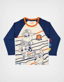 Polo Paw Patrol Manga Larga Color Crema + Azul