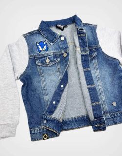 Casaca Bomber Jean Sonic Color Azul Para Niños