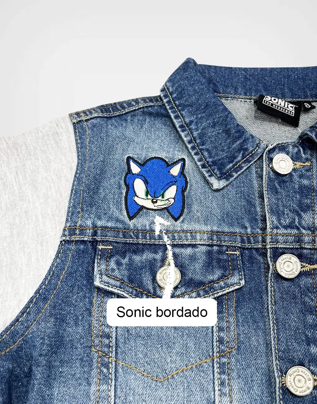 Casaca Bomber Jean Sonic Color Azul Para Niños