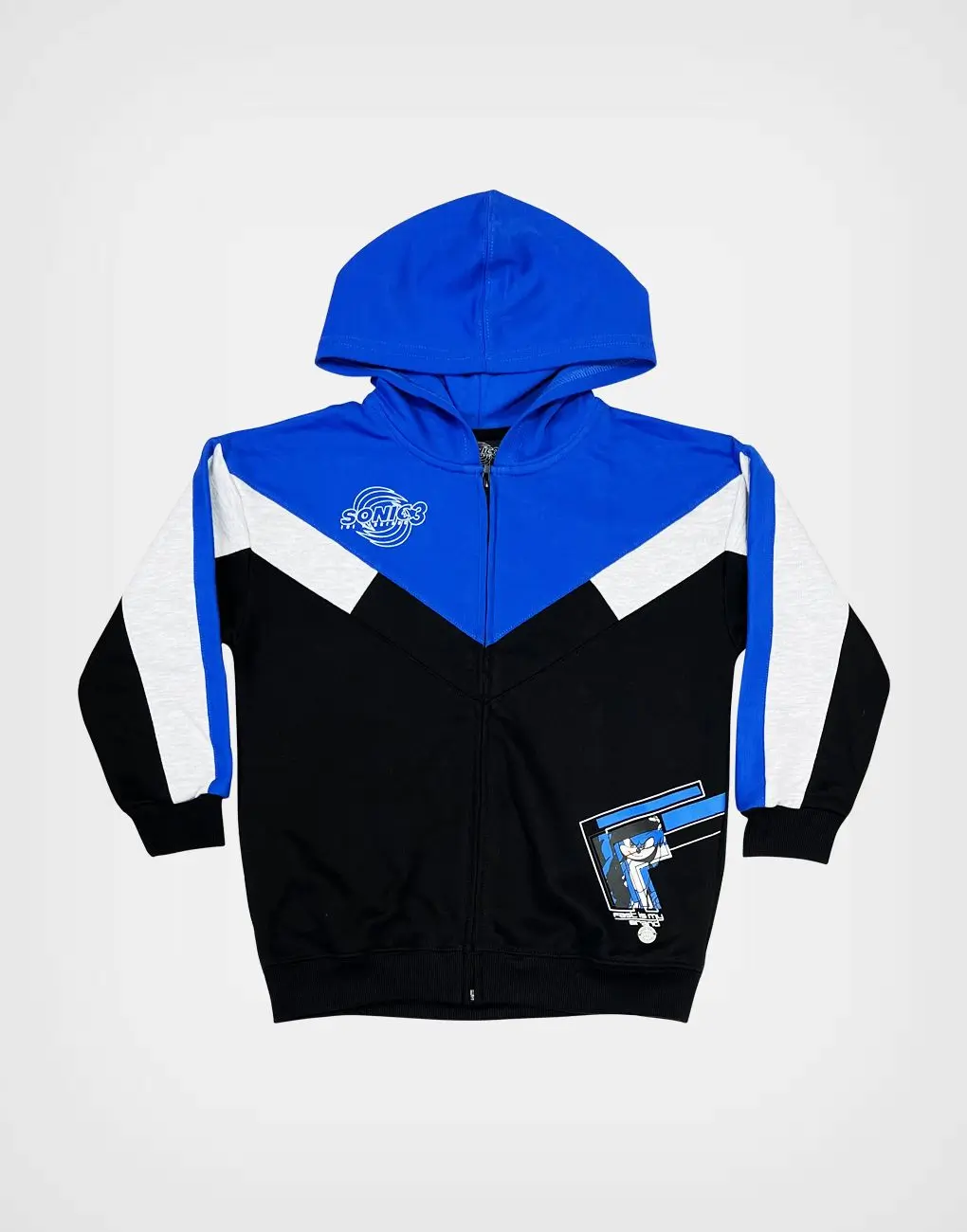 Casaca Con Capucha Sonic 3 Color Azul + Negro Para Niños