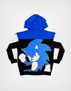 Casaca Con Capucha Sonic 3 Color Azul + Negro Para Niños