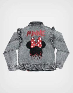Casaca Jean Color Negro Minnie Mouse Para Niñas