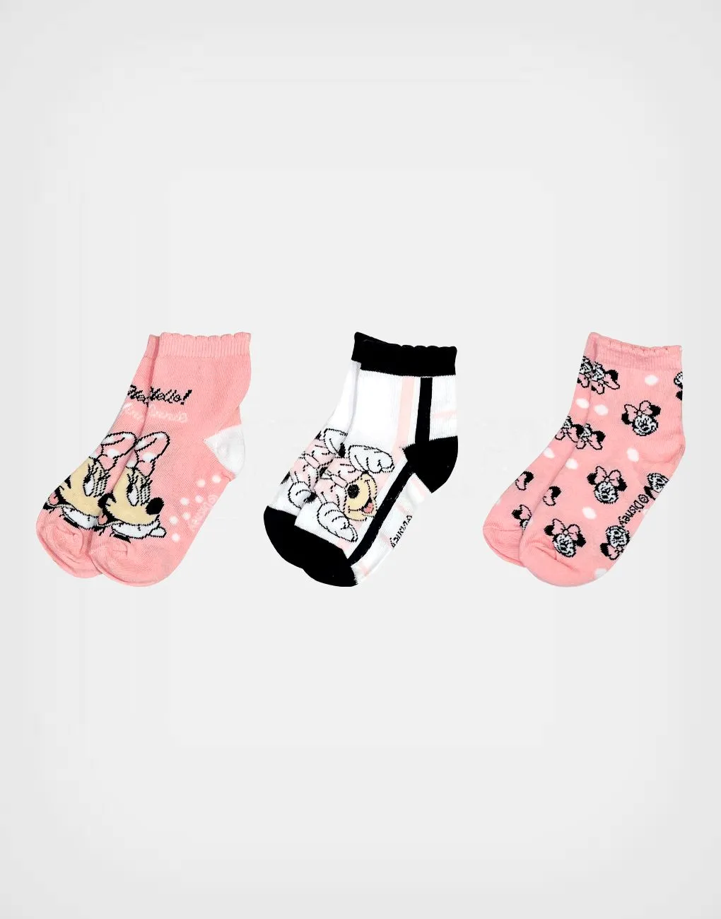 Medias Minnie Mouse Pack de 3 Pares Para Niñas