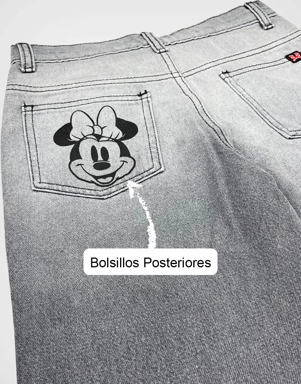 Pantalón Jean Color Negro de Minnie Mouse Para Niñas