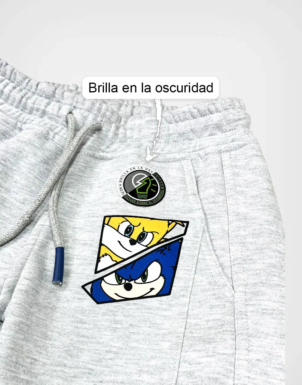Pantalón Jogger Sonic & Tails Color Gris Claro Para Niños
