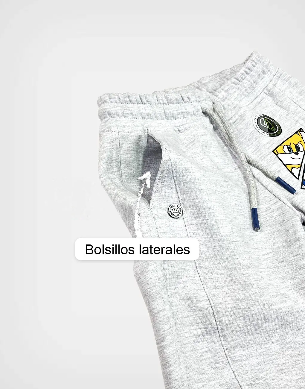 Pantalón Jogger Sonic & Tails Color Gris Claro Para Niños