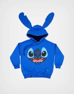 Polera Con Capucha Stitch Color Azul Para Niños