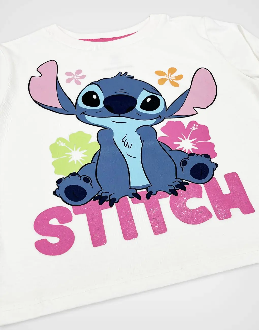 Polo Crop Manga Larga Stitch Color Marfil Para Niñas