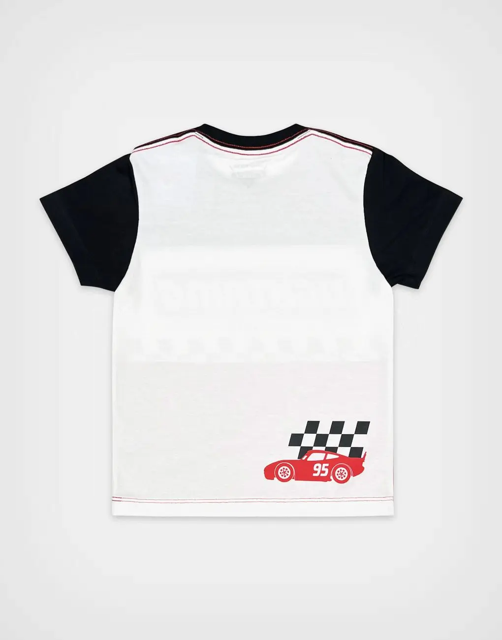 Polo Manga Corta Premium Cars Rayo McQueen Color Blanco + Rojo Para Niños