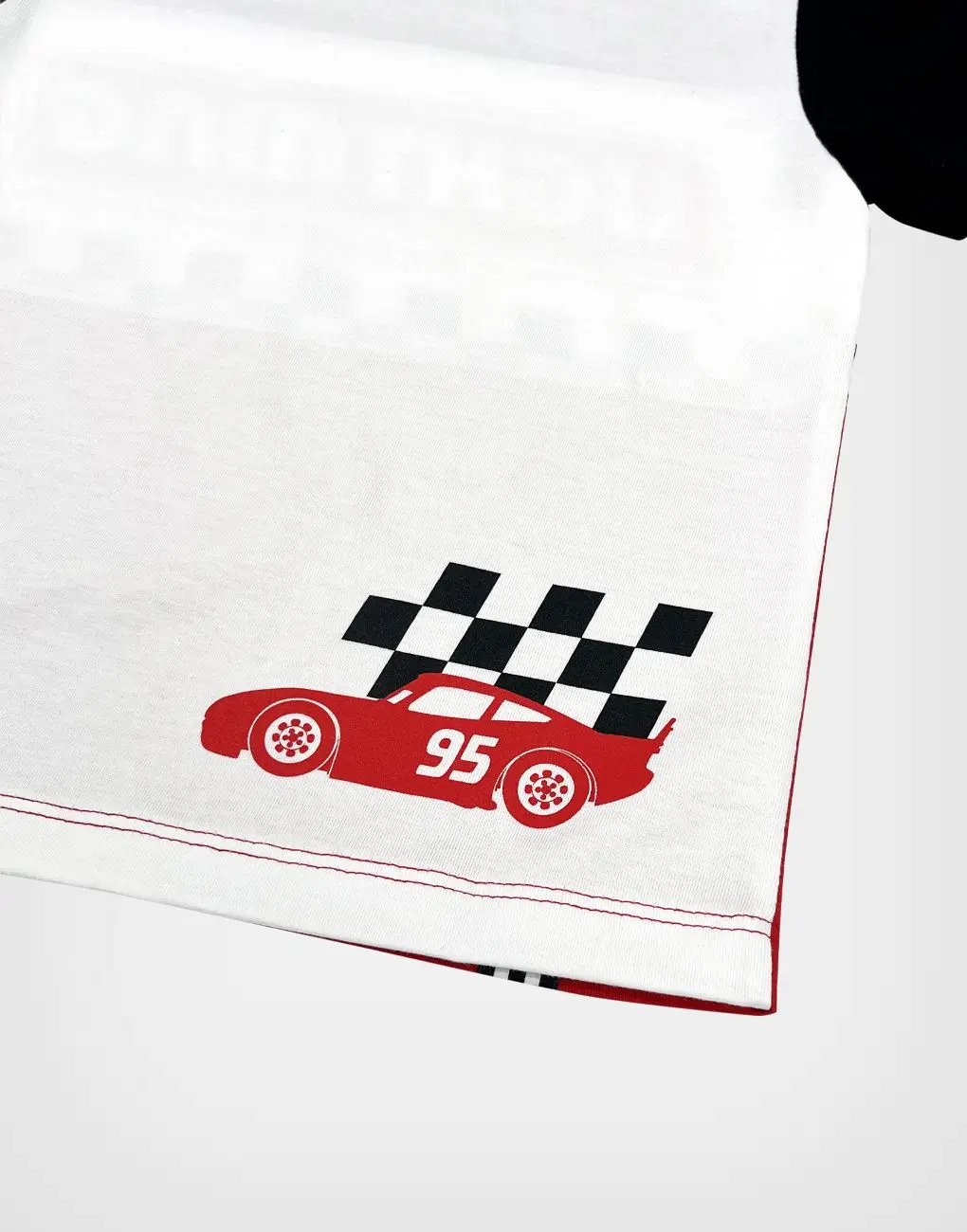 Polo Manga Corta Premium Cars Rayo McQueen Color Blanco + Rojo Para Niños
