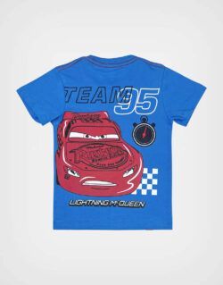 Polo Manga Corta Cars Rayo McQueen Color Azul Para Niños