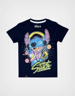 Polo Manga Corta Stitch Color Azul Marino Para Niños