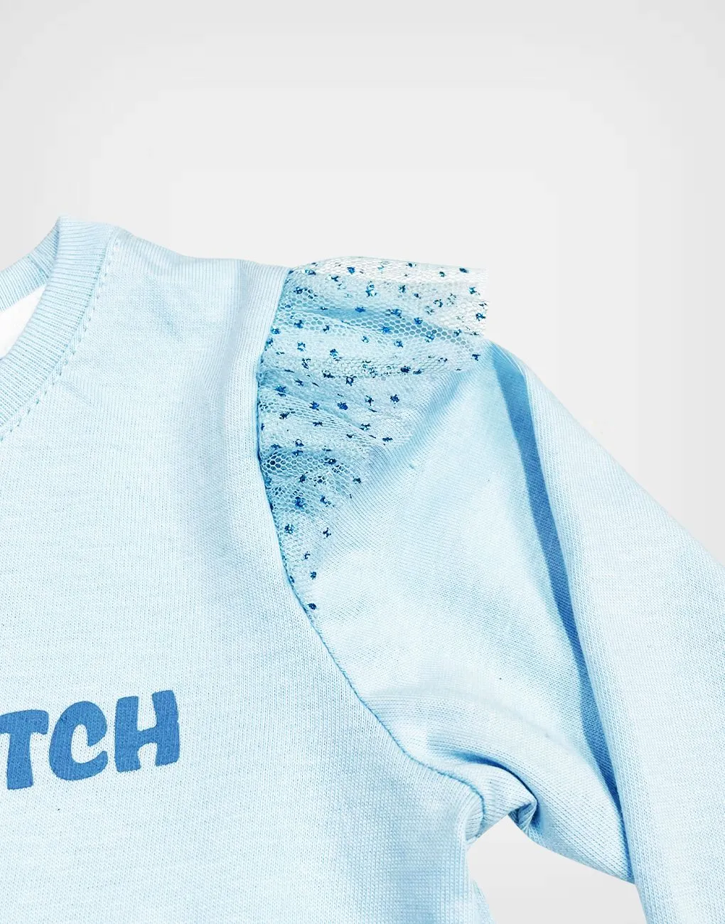 Polo Manga Larga Con Cartera Stitch Color Celeste Para Niñas