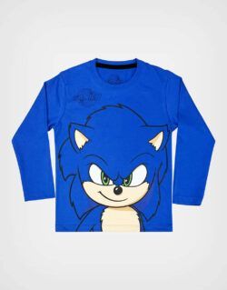 Polo Manga Larga Sonic 3 Color Azul Para Niños