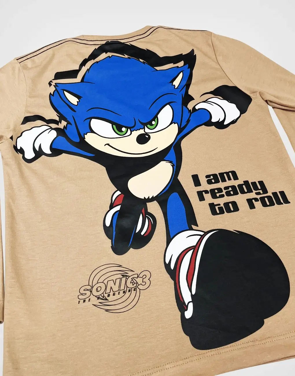 Polo Manga Larga Sonic 3 Color Beige Para Niños