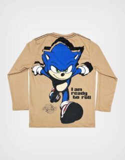 Polo Manga Larga Sonic 3 Color Beige Para Niños