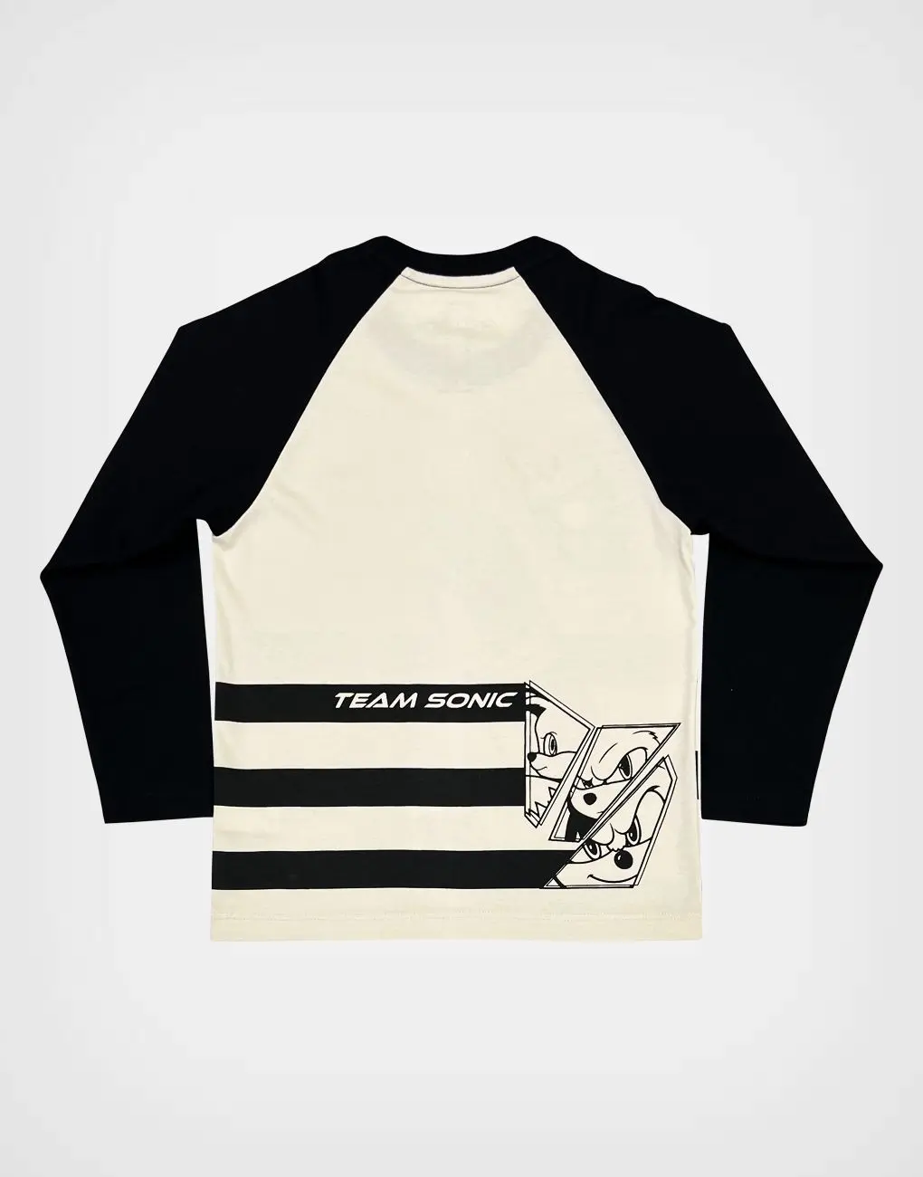 Polo Manga Larga Sonic 3 Color Crema + Negro Para Niños