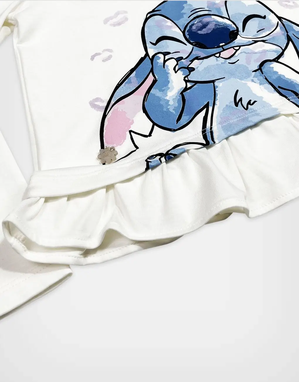 Polo Manga Larga Stitch Color Marfil Para Niñas
