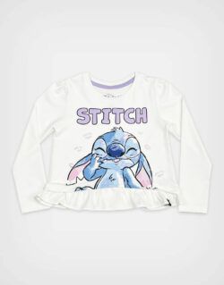Polo Manga Larga Stitch Color Marfil Para Niñas