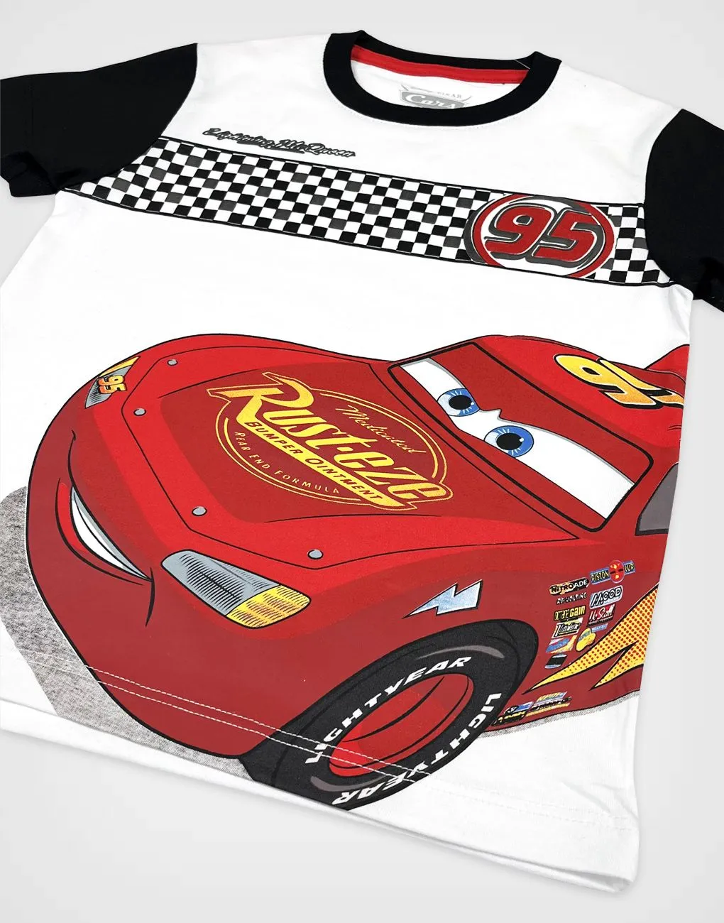 Polo Premium Manga Corta Cars Rayo McQueen Color Blanco Para Niños