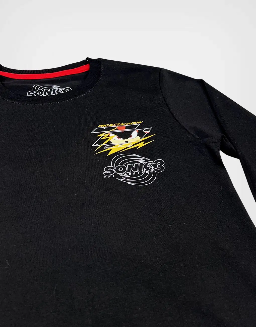 Polo Sonic Shadow Manga Larga Color Negro Para Niños